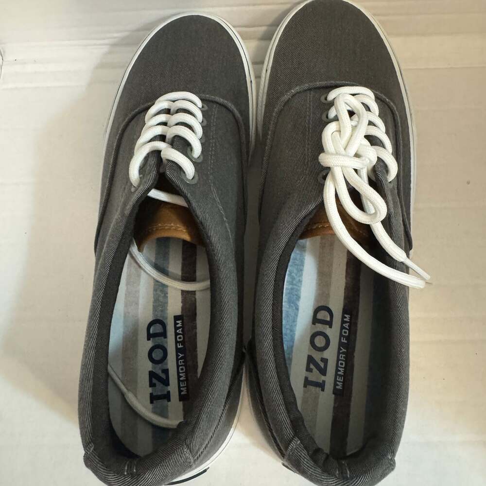 IZOD Men's Rangley Canvas Low-Top Memory Foam Sneakers in Charcoal Gray - Picture 4 of 7